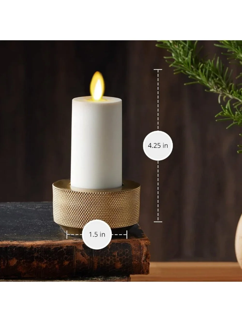 Set of 2 Ivory Flameless LED Votive Candles with Timer & Remote, 1.5